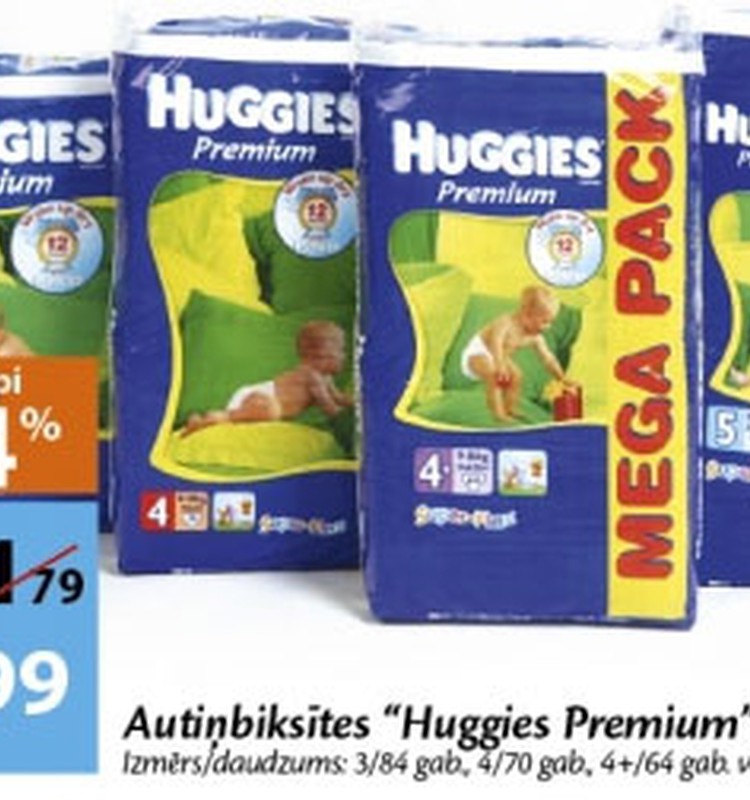 Pērc Huggies® Premium ar 24% atlaidi veikalos Maxima!