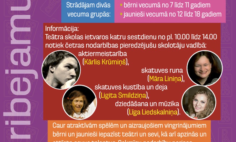 Radoši Audzinošā Teātra skolas RATS uzņem jaunus dalībniekus! 