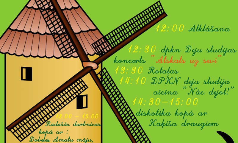 „Krāsainā vasara Kaķīša dzirnavās” šajā svētdienā Dobelē