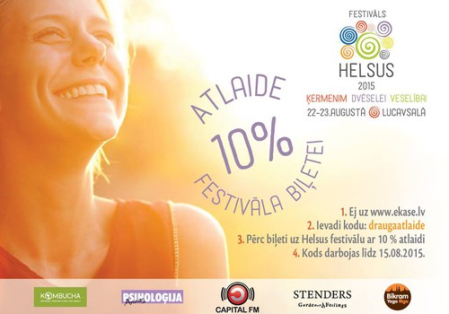 Saņem 10% atlaidi uz Helsus festivālu!