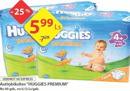 Nedēļas akcijas piedāvājums Huggies® autiņbiksītēm veikalos Iki!