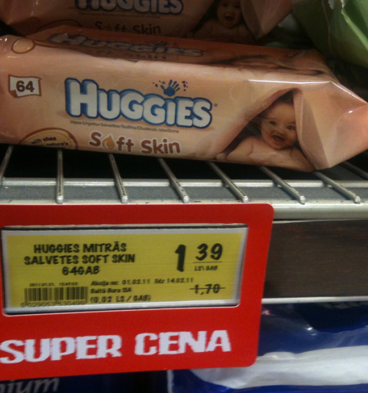 Pērc Huggies mitrās salvetes par 1,39Ls!