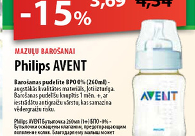 Philips AVENT sadarbībā ar „Euroaptieka” piedāvā -15% atlaidi!