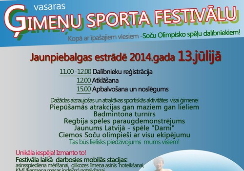 13.jūlijā Jaunpiebalgā notiks Ģimeņu sporta festivāls