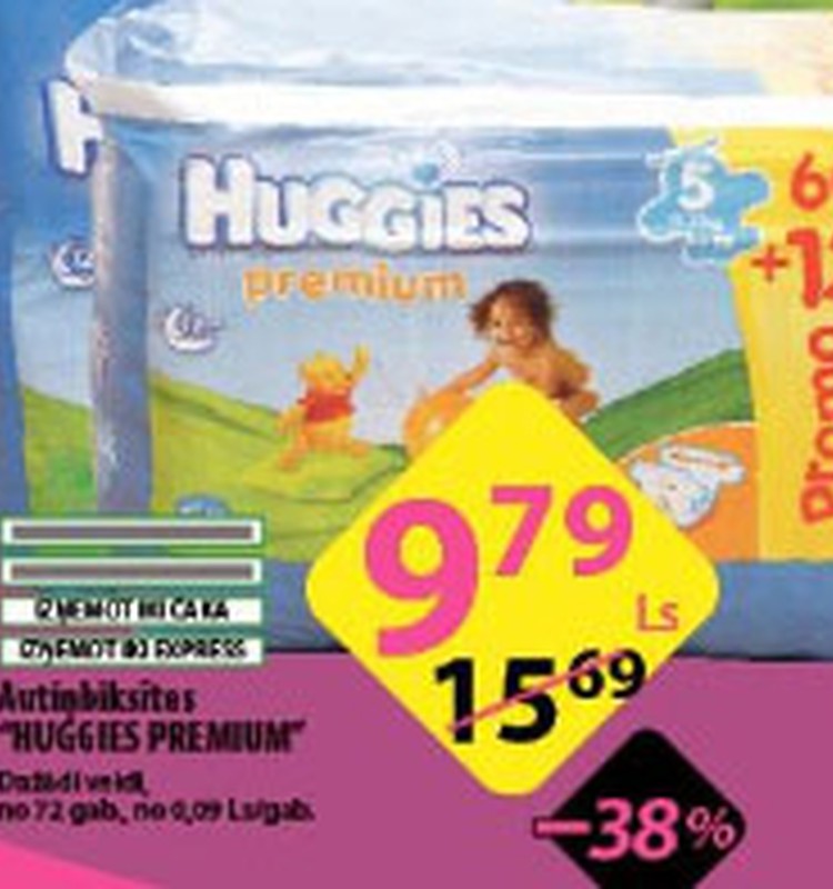 Huggies® Premium lielā paka tikai par 9,79Ls!