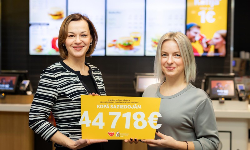 “McDonald’s” bērnu veselības aprūpei Latvijas reģionos savāc 44 000 eiro ziedojumu