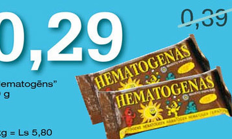Līdz 9.oktobrim pērc hematogenu tikai par 0,29Ls!