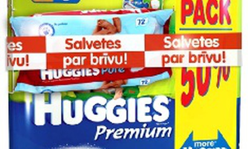 Vasaras akcija! Pērc Huggies Premium mega paku un saņem salvetes par brīvu!