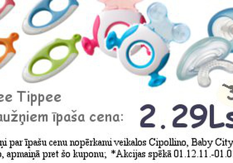 Izmanto izdevību ietaupīt- Tommee Tippee zobgrauznīši tikai par 2,29Ls!