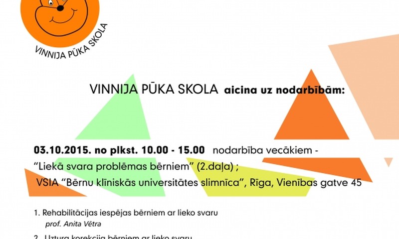 Vecāki aicināti apmeklēt Vinnija Pūka skolas semināru „Liekā svara problēmas bērniem”