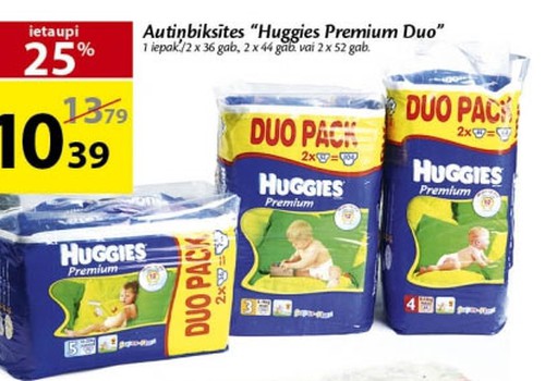 Pērc Huggies® Premium un ietaupi 25%!