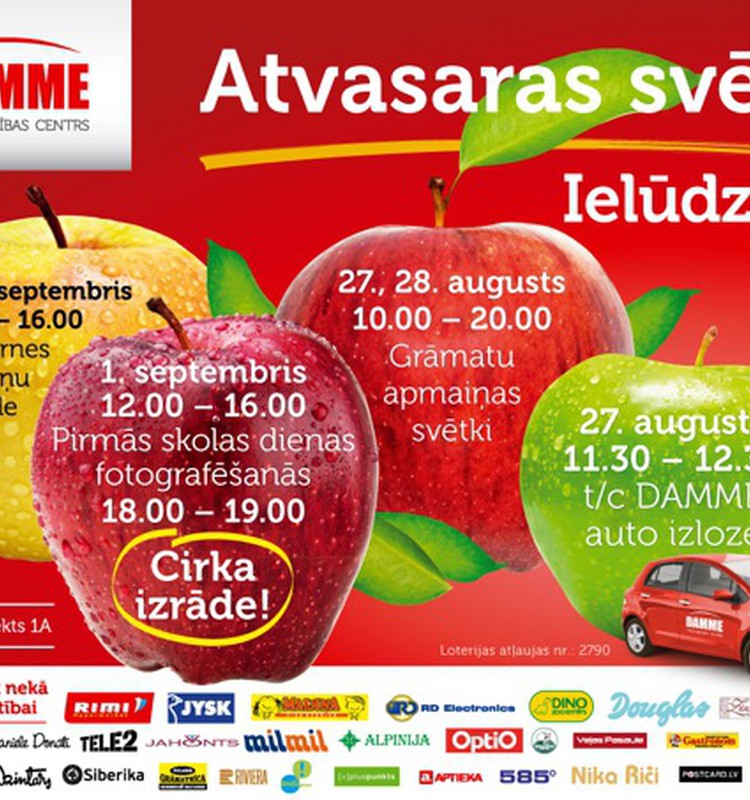 Tirdzniecības centrs DAMME aicina uz “Atvasaras svētkiem”