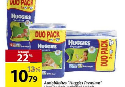 Īpašais piedāvājums Huggies® Premium autiņbiksīšu Duo pakām Maxima veikalos!