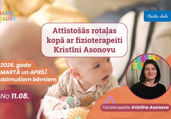 Attīstošās rotaļas ar fizioterapeiti Kristīni Asonovu 2026. gada MARTĀ un APRĪLĪ dzimušiem bērniem