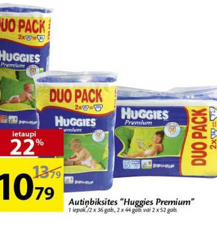 Īpašais piedāvājums Huggies® Premium autiņbiksīšu Duo pakām Maxima veikalos!