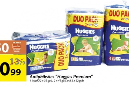 Līdz 24.augustam pērc Huggies® Premium autiņbiksītes un saņem 50 Maxima naudiņas!