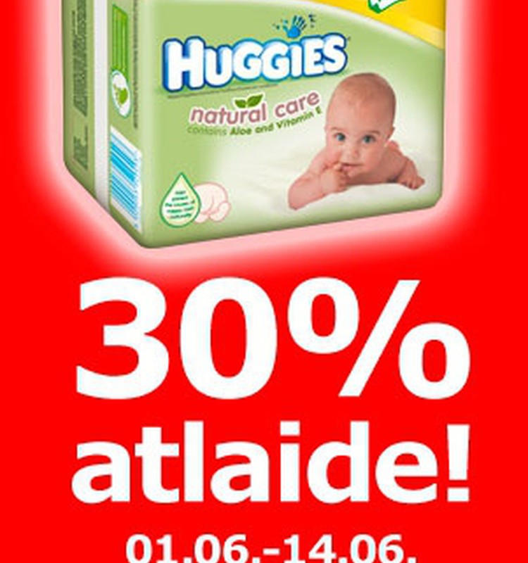 Pērc  Huggies® Aloe  mitrās salvetes ar 30% atlaidi!