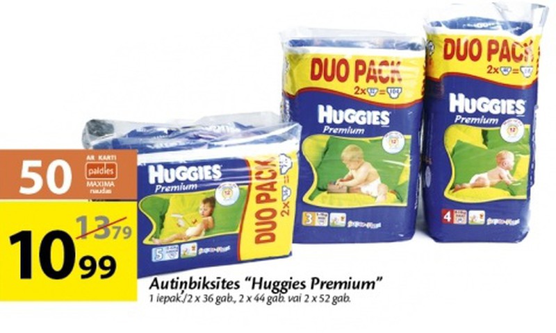 Līdz 24.augustam pērc Huggies® Premium autiņbiksītes un saņem 50 Maxima naudiņas!