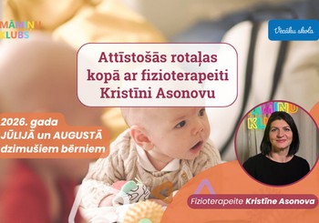 Attīstošās rotaļas ar fizioterapeiti Kristīni Asonovu 2026. gada JŪLIJĀ un AUGUSTĀ dzimušiem bērniem