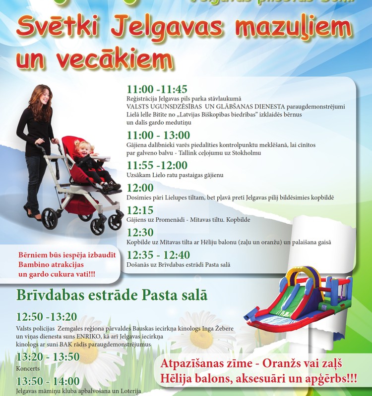 7.jūnijā " Lielā ratu pastaiga Jelgavā jeb Svētki Jelgavas mazuļiem un vecākiem"