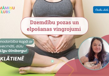 Dzemdību pozu un elpošanas vingrojumu nodarbība kopā ar vecmāti, dūlu Līgu Giniborgu KLĀTIENĒ