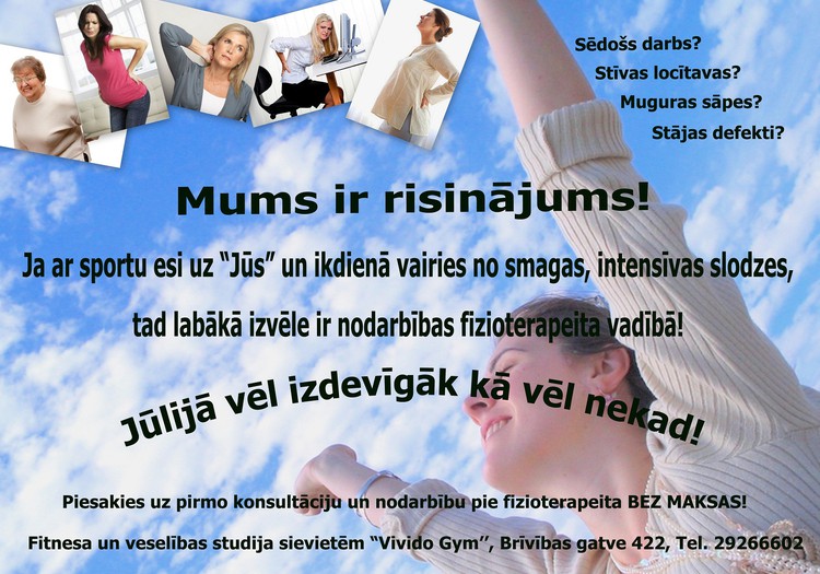 Pirmā nodarbība pie fizioterapeita bez maksas!