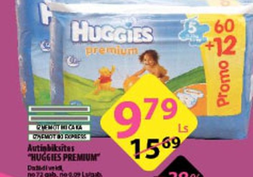 Huggies® Premium lielā paka tikai par 9,79Ls!