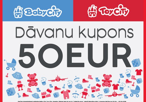 Dāvanu kartes no Baby City Toy City 500EUR vērtībā 2.jūnija Ratiņu parādē!