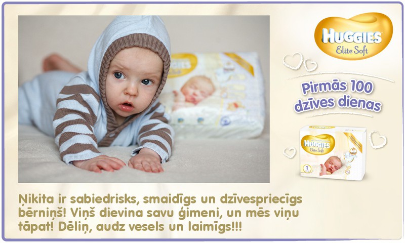 Bēbītis aug kopā ar Huggies®  Elite Soft: 100.dzīves diena