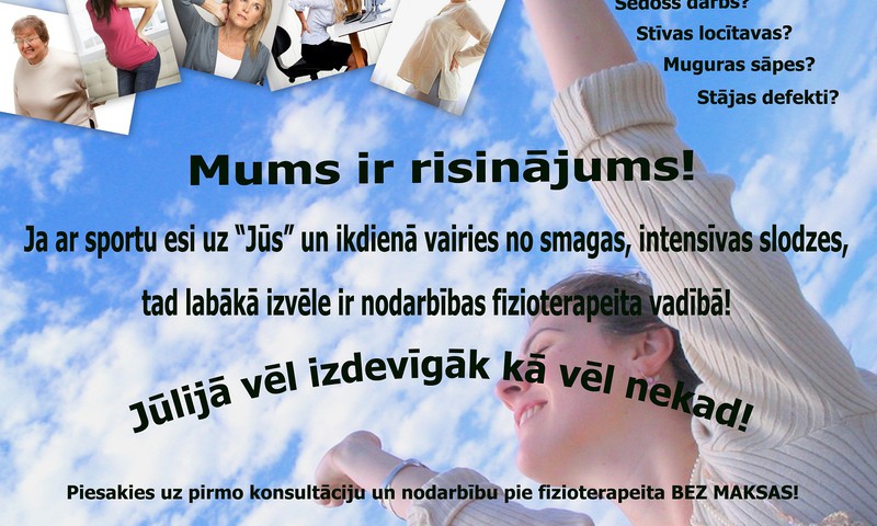 Pirmā nodarbība pie fizioterapeita bez maksas!