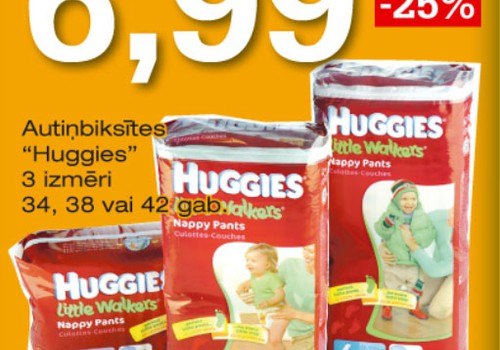 Super Netto veikalos Huggies® Little Walkers® autiņbiksītes ar 25% atlaidi!