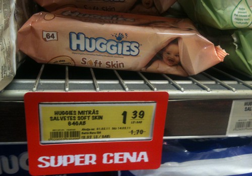 Pērc Huggies mitrās salvetes par 1,39Ls!