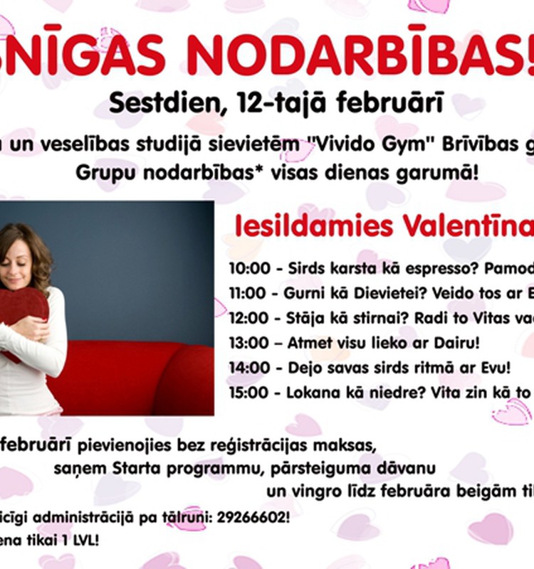 Iesildamies Valentīna dienai- sirsnīgas nodarbības Vivido Gym!