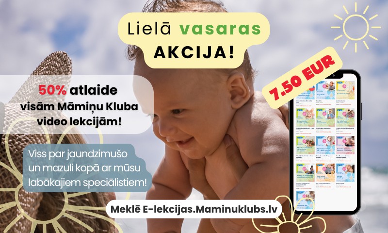 Lielā vasaras akcija Māmiņu Kluba E-lekcijām! Dāvinām 50% atlaidi visām videolekcijām!