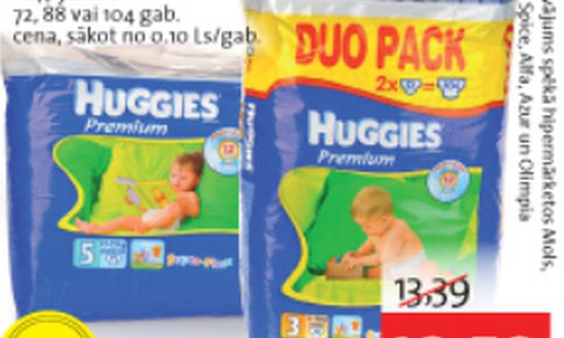 Pērc Huggies Premium Duo Pack lētāk!