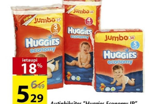 Huggies® Economy autiņbiksītes tikai par 5,29Ls!