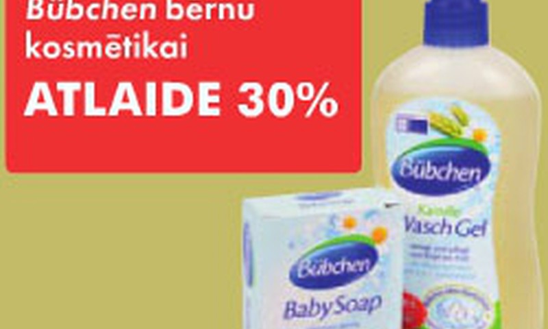 Bübchen bērnu kosmētikai 30% atlaide!