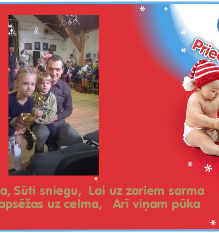 Ziema Ziema, Sūti sniegu, Lai uz zariem sarma tiek, Rūķis apsēžas uz celma,  Arī viņam pūka tiek.