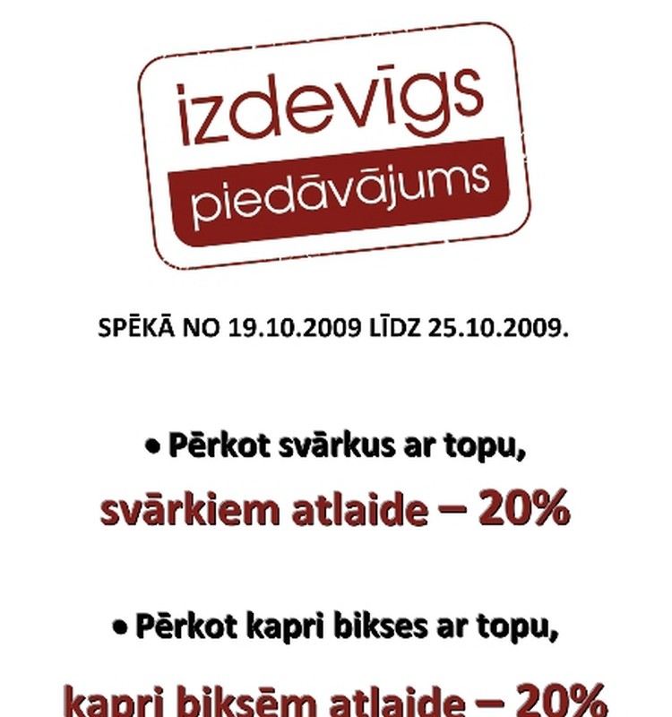 Izdevīgs piedāvājums no "Monami"! Iepērcies ar 20% atlaidi!