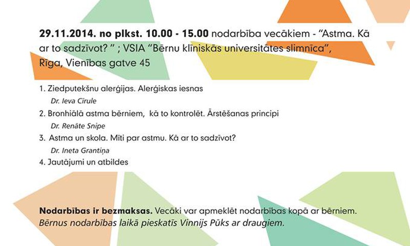 Aicina apmeklēt Vinnija Pūka skolas lekciju „Astma. Kā ar to sadzīvot?”