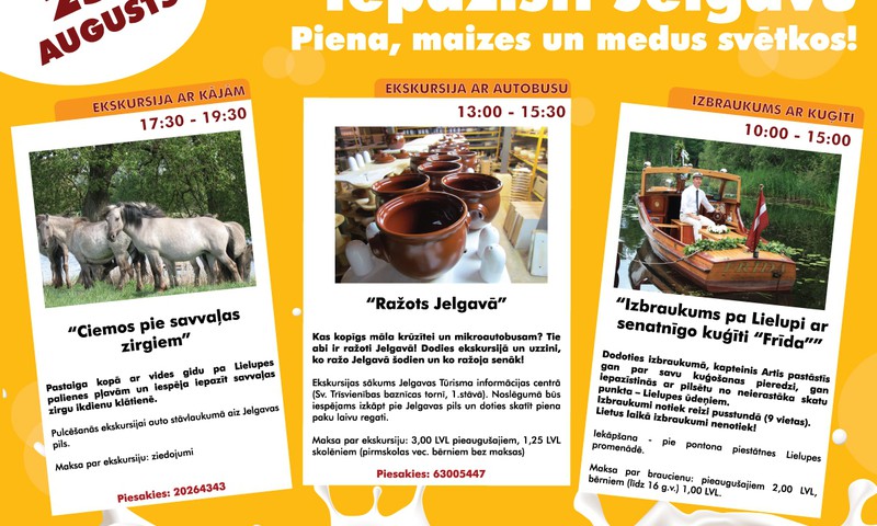 Piena, maizes un medus svētkos aicina iepazīt Jelgavas ievērojamākās vietas