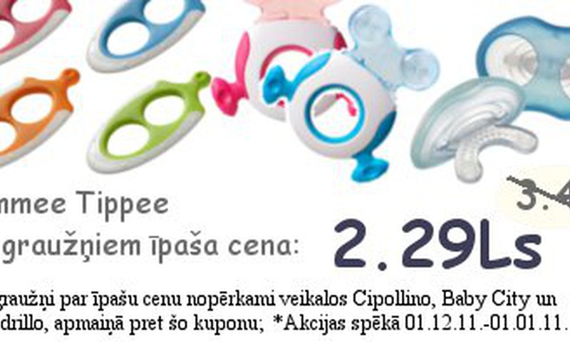 Izmanto izdevību ietaupīt- Tommee Tippee zobgrauznīši tikai par 2,29Ls!