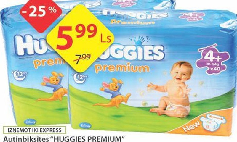 Nedēļas akcijas piedāvājums Huggies® autiņbiksītēm veikalos Iki!