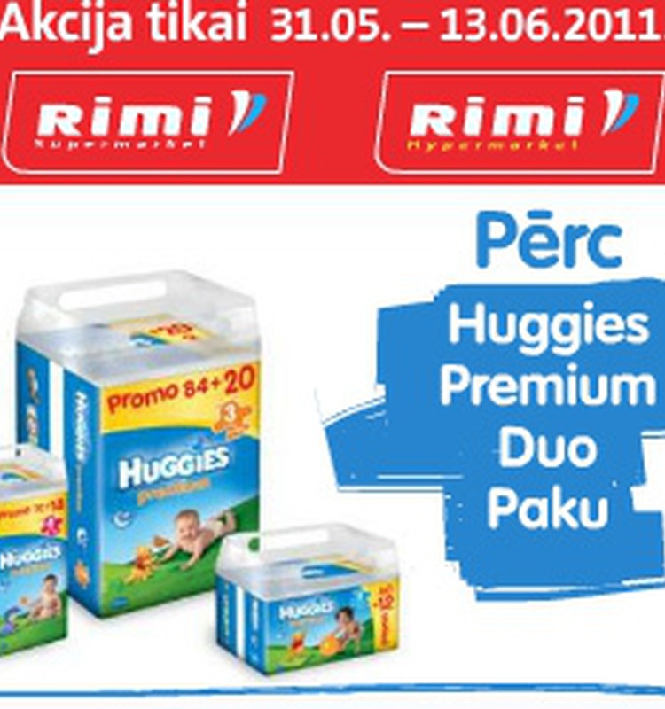 Izmanto akcijas piedāvājumu Huggies® autiņbiksītēm RIMI Bērnu dienās līdz 13.jūnijam!
