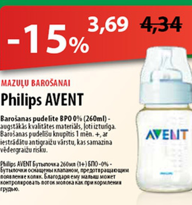 Philips AVENT sadarbībā ar „Euroaptieka” piedāvā -15% atlaidi!