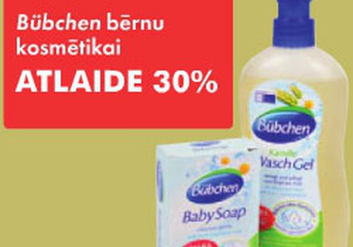 Bübchen bērnu kosmētikai 30% atlaide!