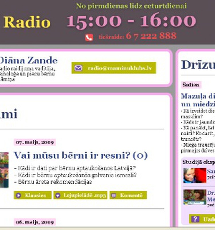 No šodienas atvērta Māmiņu Kluba radio mājas lapa!