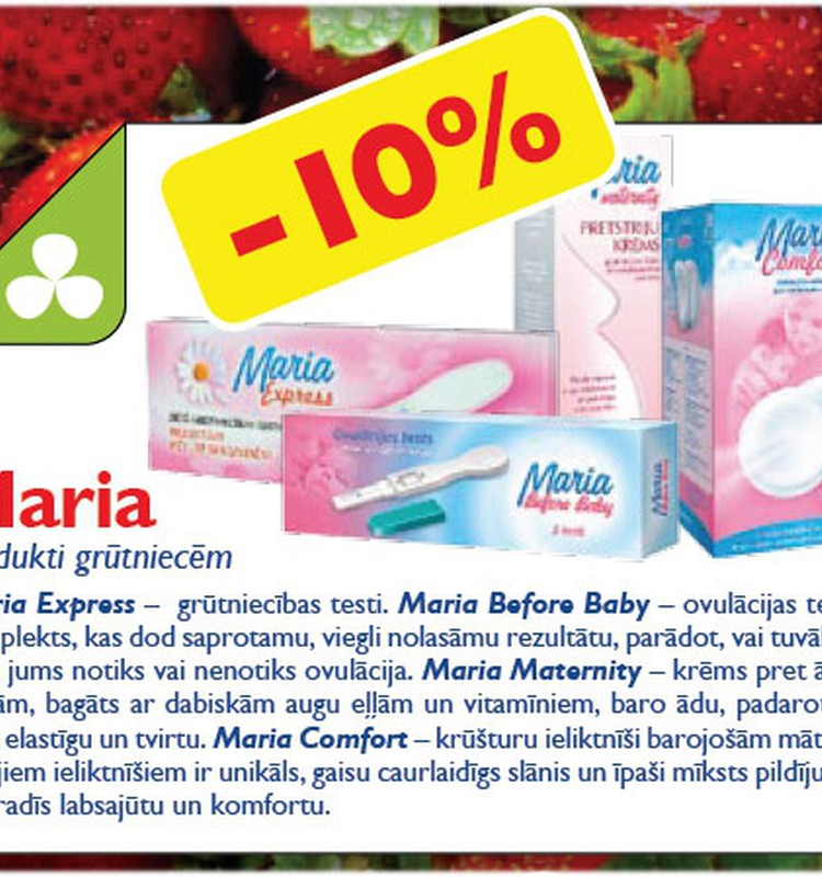 Pērc Maria produktus ar 10% atlaidi "Ģimenes Aptiekās”!