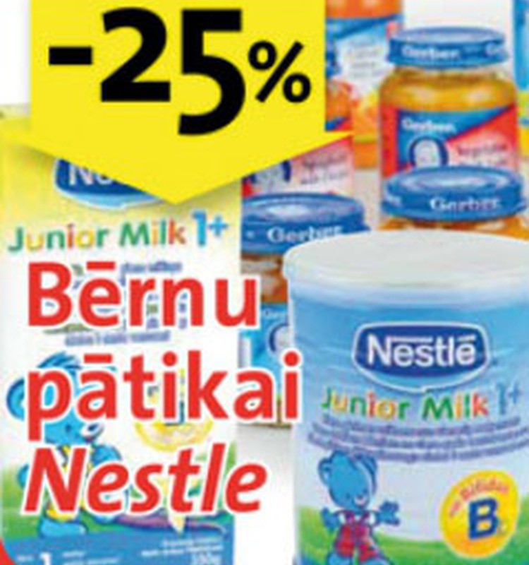 Izmanto vēl šodien iespēju iegādāties Nestle bērnu pārtiku ar 25% atlaidi!