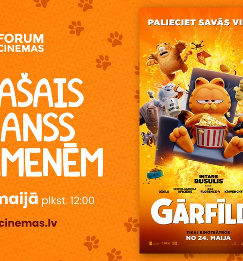 Forum Cinemas aicina uz īpašo seansu ģimenēm multfilmai “Gārfīlds”